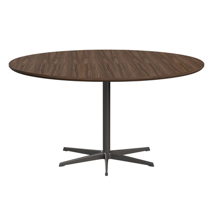 Circular - A826, Dining Table, Ø 145 Cm by Fritz Hansen #Clear Lacquered Veneer / Walnut (80)/Clear Lacquered Veneer / Walnut (80)/Powder Coated Aluminium / Warm Graphite