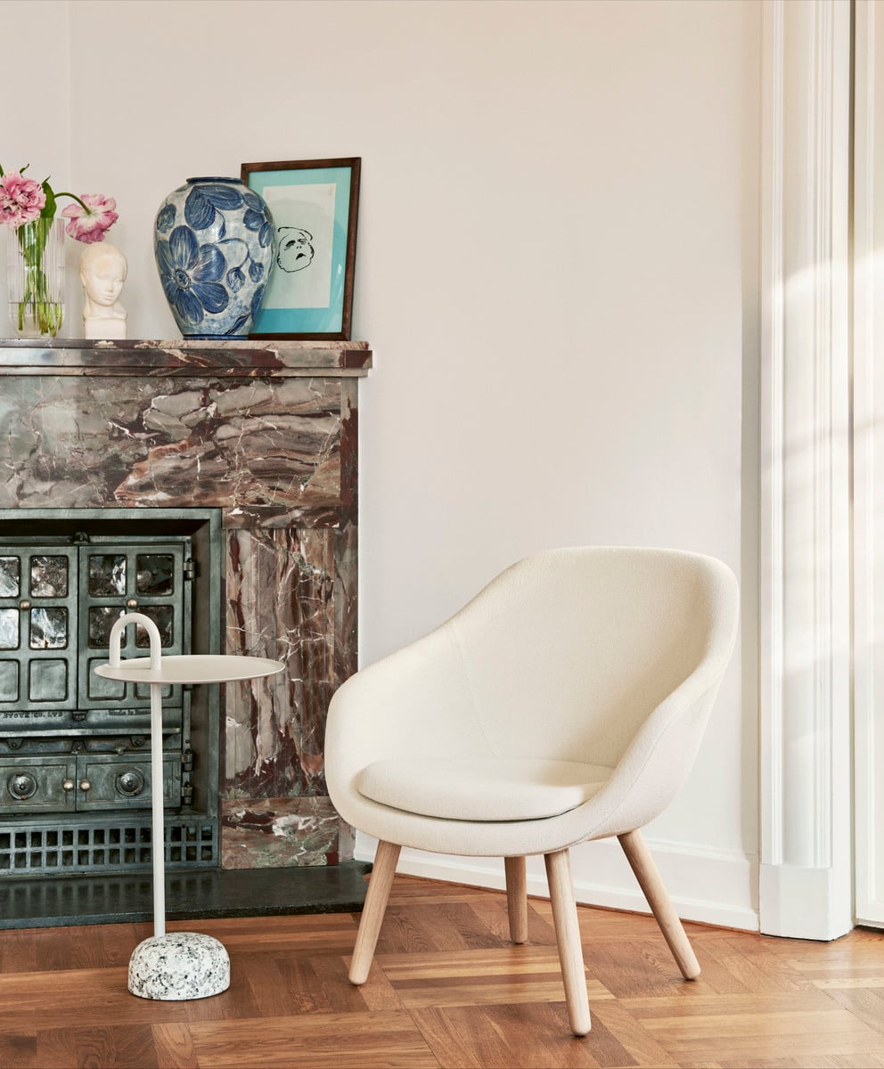 Bowler side table, cream white