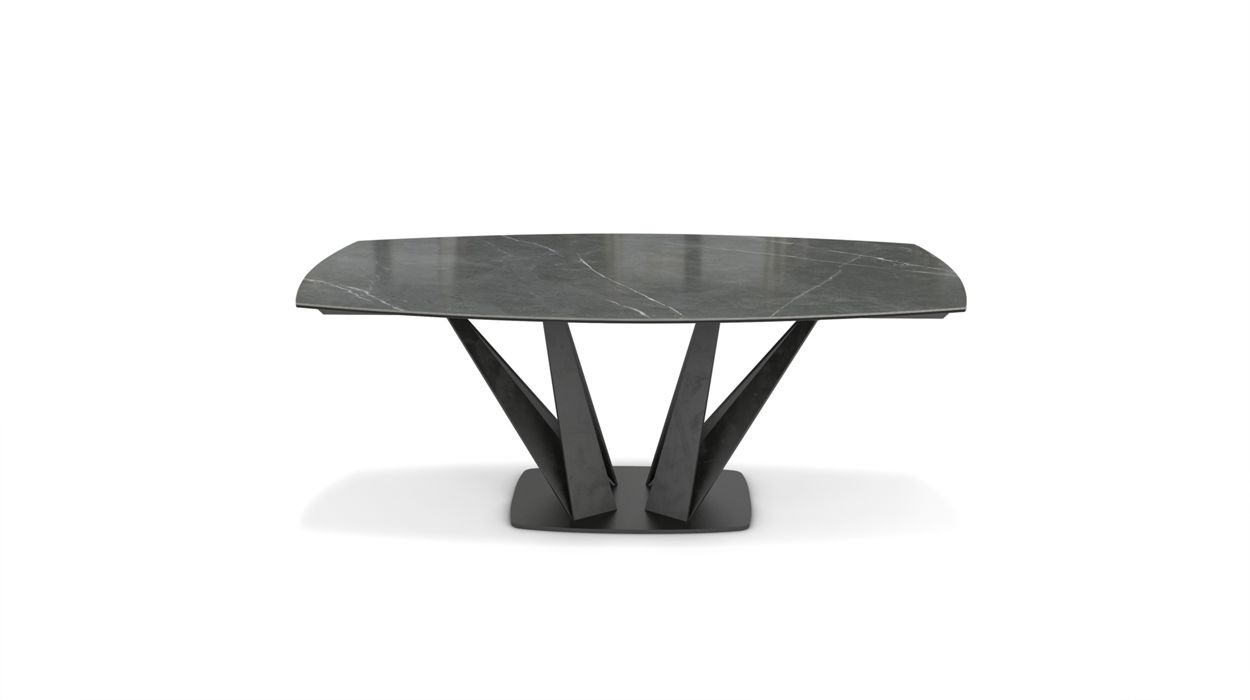 Alliage Dining Table Barrel/Oval by Roche Bobois #L. 200 x H. 75 x P. 113 cm/Marble | Gray lucida