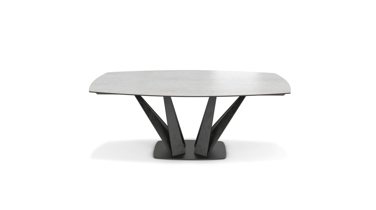 Alliage Dining Table Barrel/Oval by Roche Bobois #L. 200 x H. 75 x P. 113 cm/Savoy Pearl Ceramic