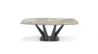 Alliage Dining Table Barrel/Oval by Roche Bobois #L. 220 x H. 75 x P. 115 cm/Marble | Calacata gold