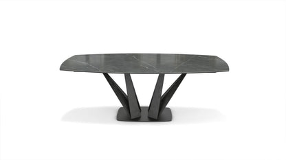Alliage Dining Table Barrel/Oval by Roche Bobois #L. 220 x H. 75 x P. 115 cm/Marble | Gray lucida