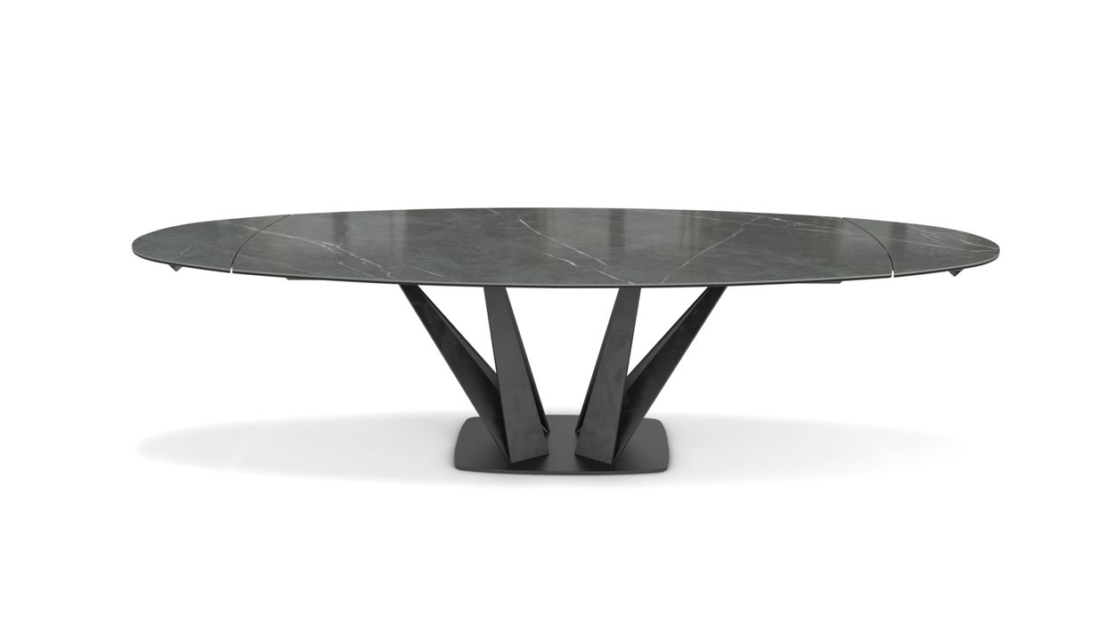 Alliage Dining Table Barrel/Oval by Roche Bobois #L. 220 x H. 75 x P. 115 cm/Marble | Gray lucida