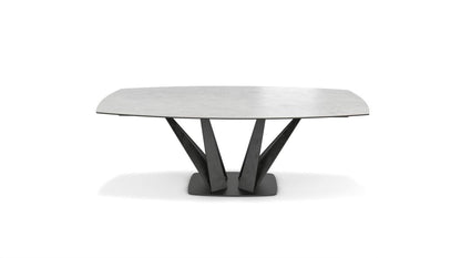 Alliage Dining Table Barrel/Oval by Roche Bobois #L. 220 x H. 75 x P. 115 cm/Savoy Pearl Ceramic