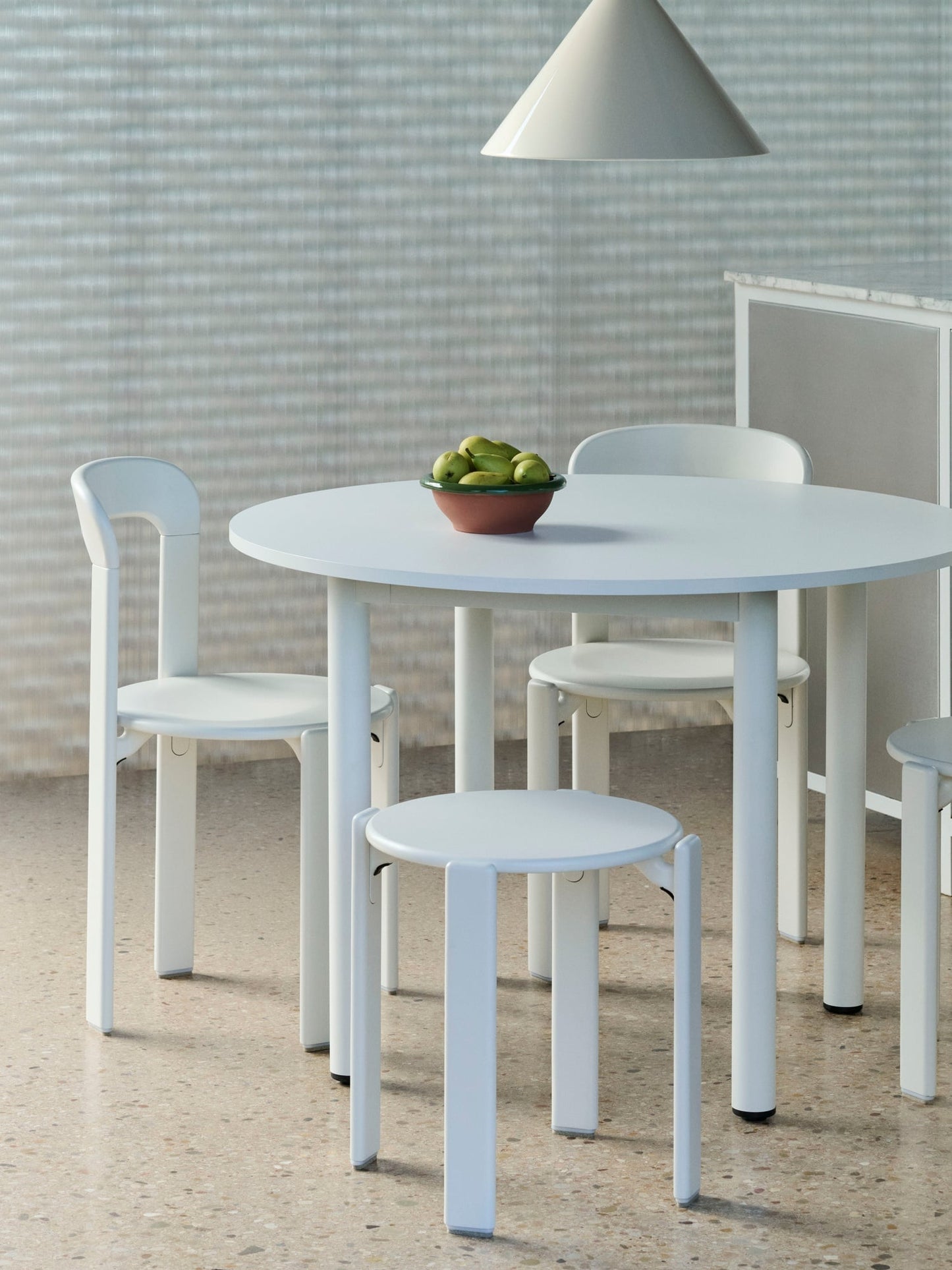 Annex table round, 110 cm, cream white - white laminate