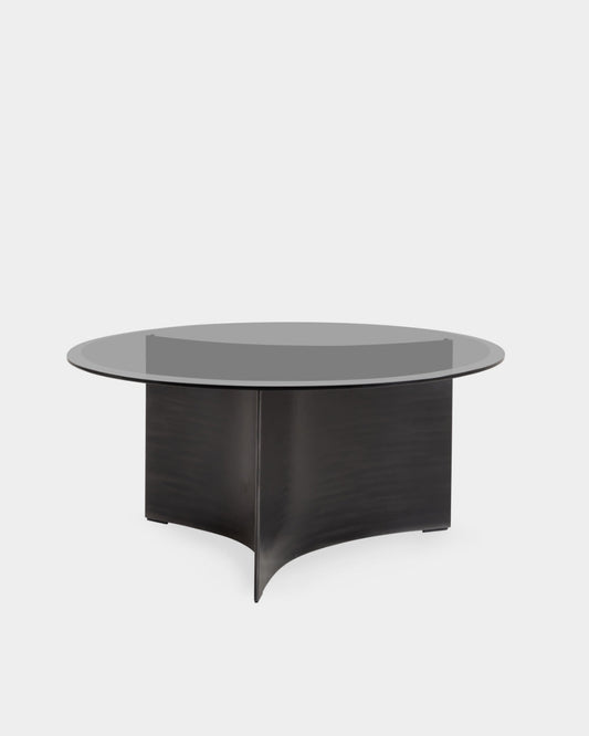 Arc Table - Black Patinated Steel & Tinted Black Glass