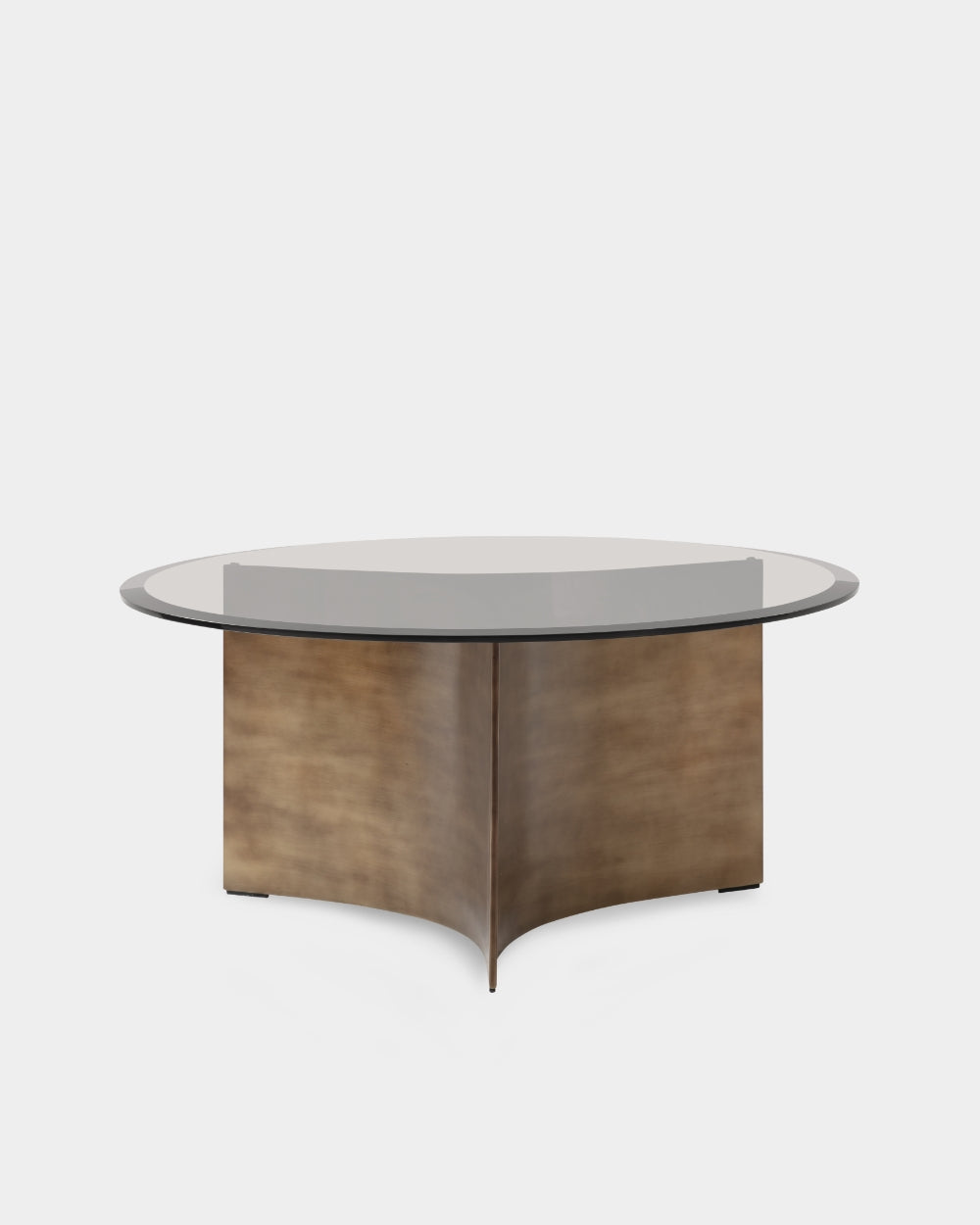 Arc Table - Brass Patinated Steel & Tinted Brown Glass