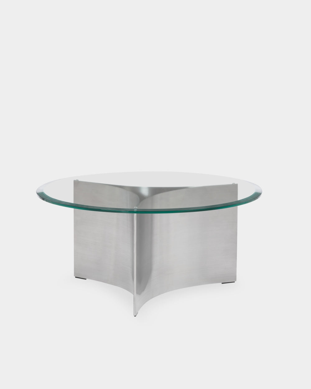 Arc Table - Brushed Steel & Transparent Glass