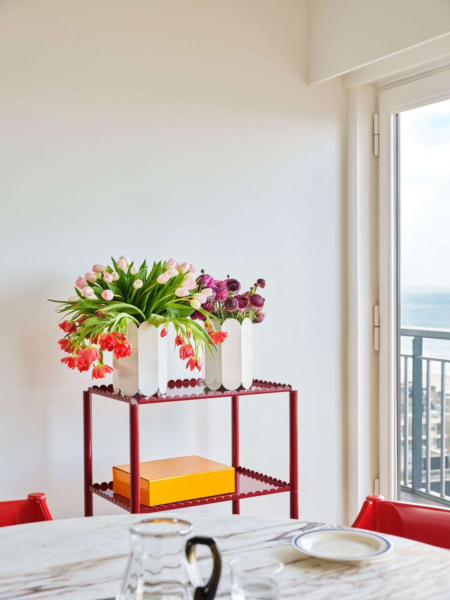 Arcs trolley, high, auburn red