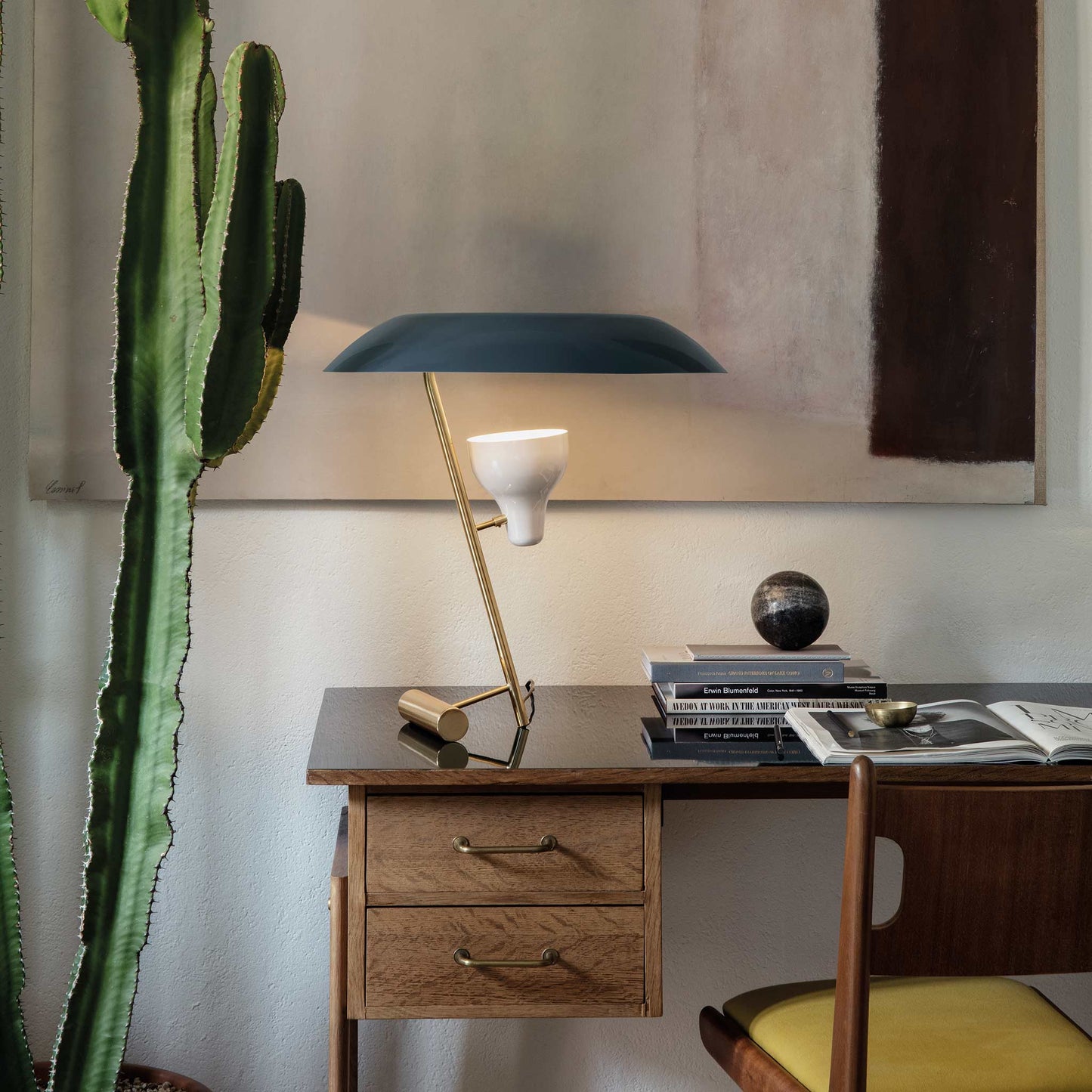 Table Lamp Model 548 by Astep #Polished Brass / Grey