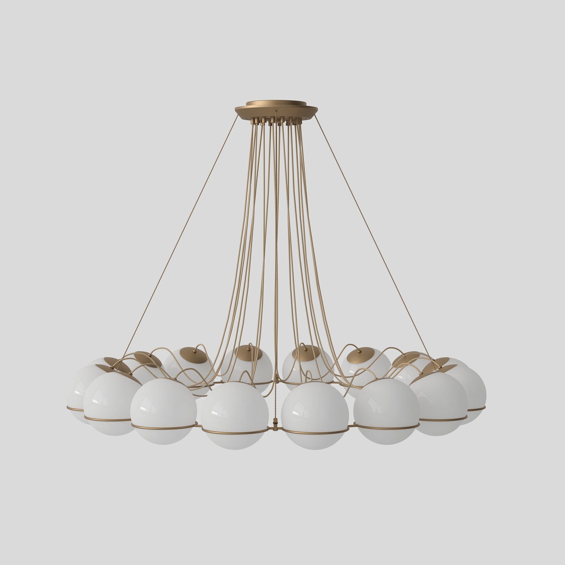 Suspension Lamp Model 2109/16/20 by Astep #16 Opaline Spheres (20cm Diameter) / Champagne Structure