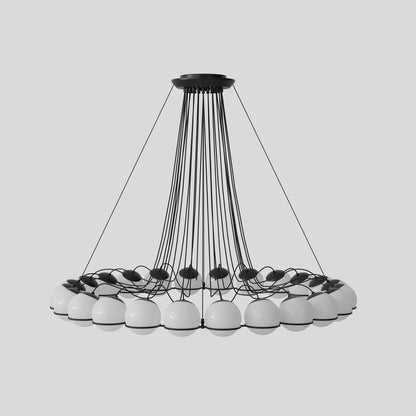 Suspension Lamp Model 2109/24/14 by Astep #24 Opaline Spheres (14cm Diameter) / Black Structure