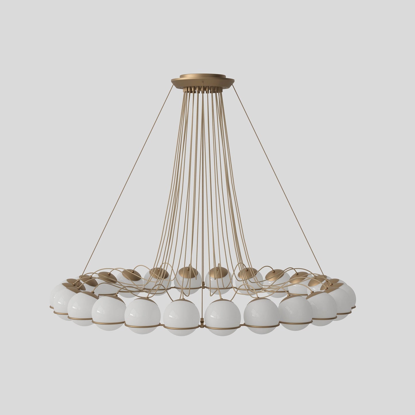 Suspension Lamp Model 2109/24/14 by Astep #24 Opaline Spheres (14cm Diameter) / Champagne Structure