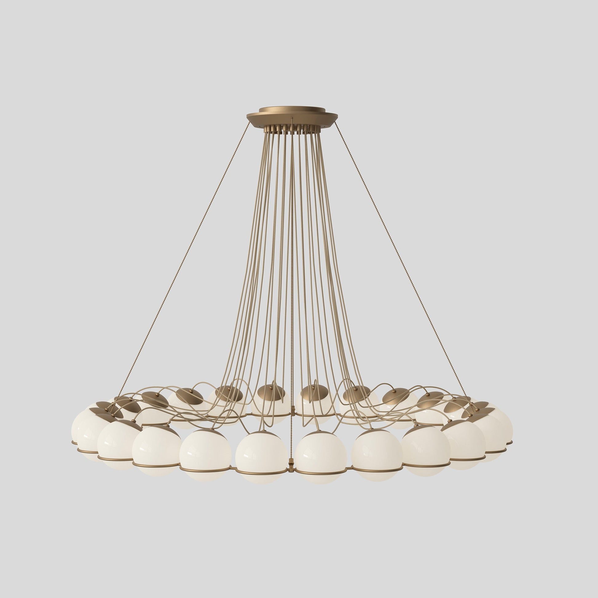 Suspension Lamp Model 2109/24/14 by Astep #24 Opaline Spheres (14cm Diameter) / Champagne Structure