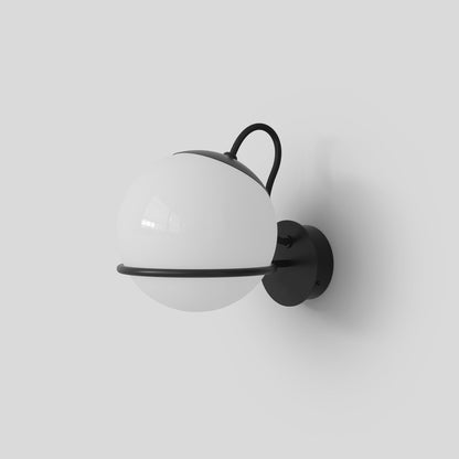 Wall Lamp Model 237/1 by Astep #1 Opaline Sphere (14cm Diameter) / Black Mount