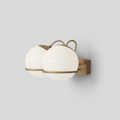 Wall Lamp Model 237/2 by Astep #2 Opaline Spheres (14cm Diameter) / Champagne Mount