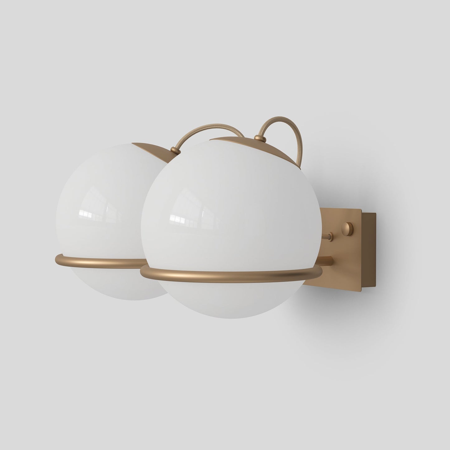 Wall Lamp Model 238/2 by Astep #2 Opaline Spheres (20cm Diameter) / Champagne Mount