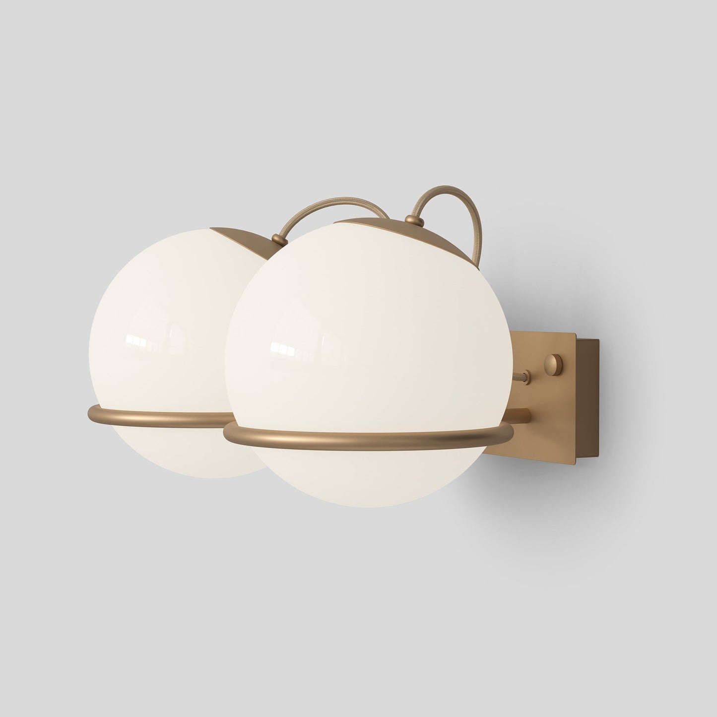 Wall Lamp Model 238/2 by Astep #2 Opaline Spheres (20cm Diameter) / Champagne Mount
