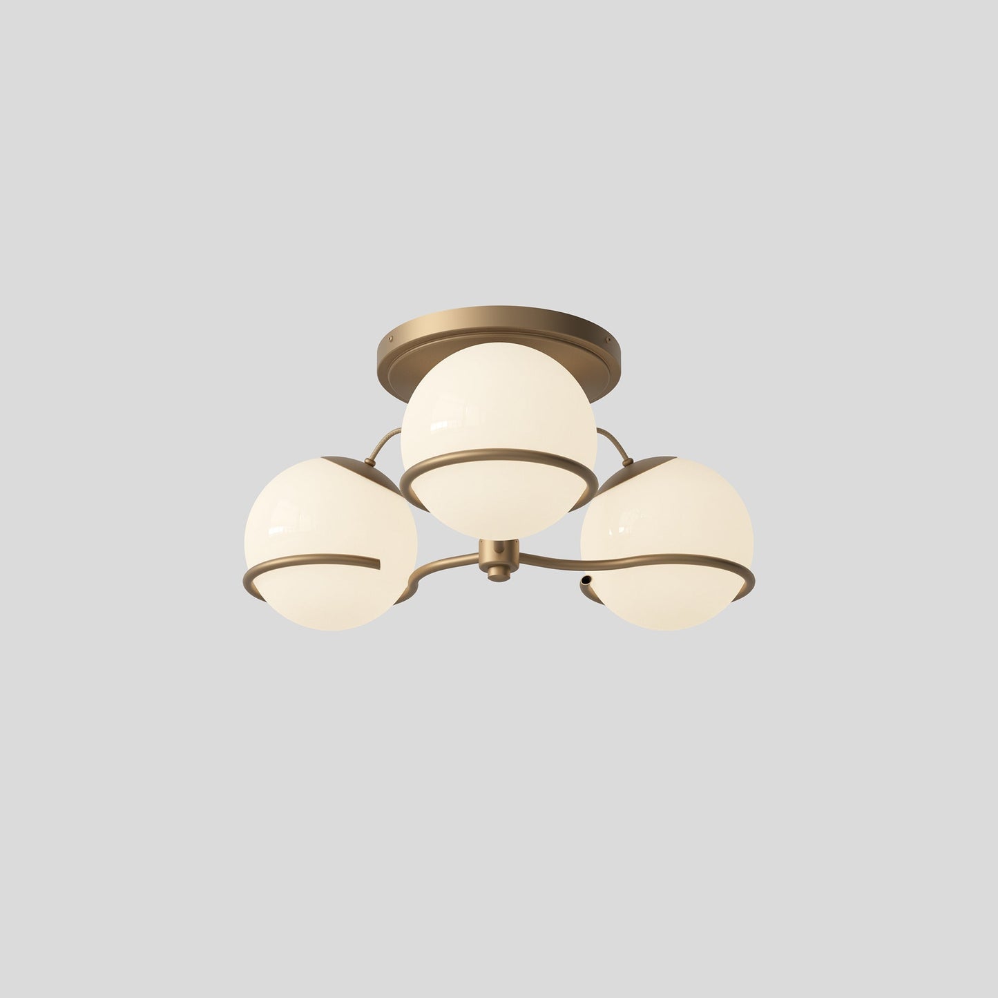 Ceiling Lamp Model 2042/3 by Astep #3 Opaline Spheres (20cm Diameter) / Champagne Mount