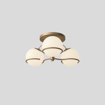 Ceiling Lamp Model 2042/3 by Astep #3 Opaline Spheres (20cm Diameter) / Champagne Mount