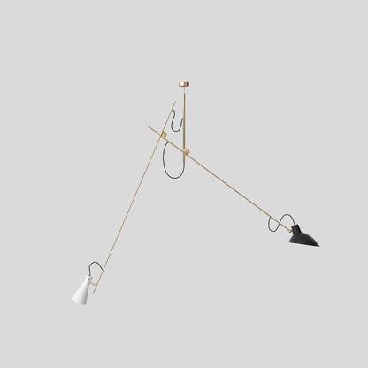 Suspension Lamp VV Cinquanta by Astep #Brass Structure / Black and White Reflectors