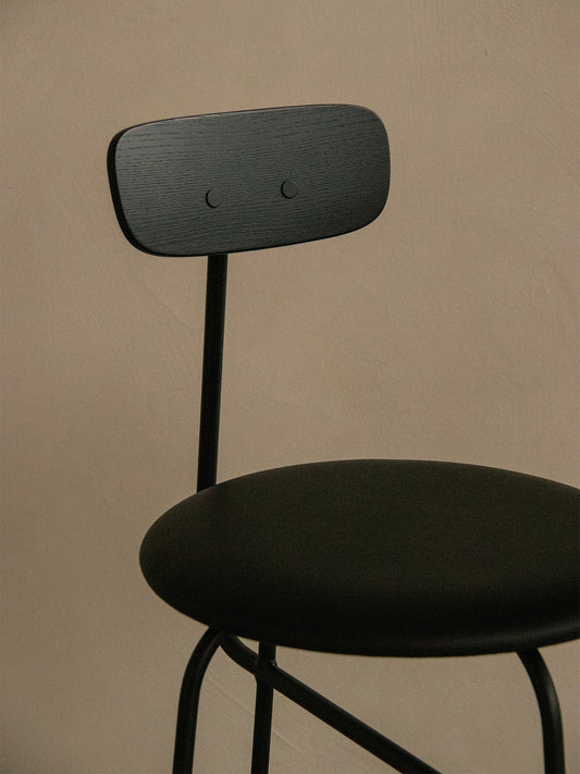 AFTEROOM COUNTER CHAIR, BLACK BASE, VENEER SEAT AND BACK