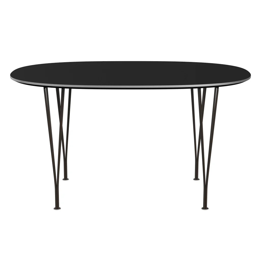 Superellipse™ - B611, Dining Table, 135 X 90 Cm (Table Height - 72 Cm) by Fritz Hansen #Fenix / Black (720)/Brushed metal / Aluminium - Matt/Powder Coated Steel / Brown Bronze (390)