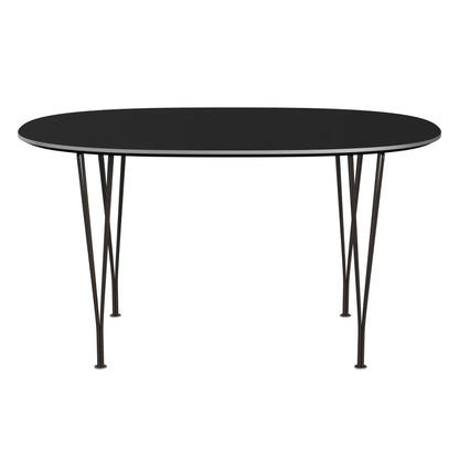 Superellipse™ - B611, Dining Table, 135 X 90 Cm (Table Height - 72 Cm) by Fritz Hansen #Fenix / Black (720)/Brushed metal / Aluminium - Matt/Powder Coated Steel / Brown Bronze (390)