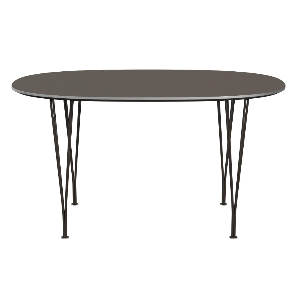 Superellipse™ - B611, Dining Table, 135 X 90 Cm (Table Height - 72 Cm) by Fritz Hansen #Fenix / Grey (718)/Brushed metal / Aluminium - Matt/Powder Coated Steel / Brown Bronze (390)