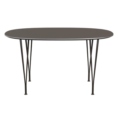Superellipse™ - B611, Dining Table, 135 X 90 Cm (Table Height - 72 Cm) by Fritz Hansen #Fenix / Grey (718)/Brushed metal / Aluminium - Matt/Powder Coated Steel / Brown Bronze (390)