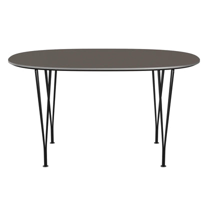 Superellipse™ - B611, Dining Table, 135 X 90 Cm (Table Height - 72 Cm) by Fritz Hansen #Fenix / Grey (718)/Brushed metal / Aluminium - Matt/Powder Coated Steel / Black (190)