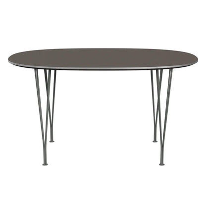 Superellipse™ - B611, Dining Table, 135 X 90 Cm (Table Height - 72 Cm) by Fritz Hansen #Fenix / Grey (718)/Brushed metal / Aluminium - Matt/Powder Coated Steel / Silver Grey (170)