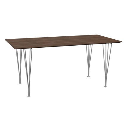 Rectangular - B638, Dining Table, 160 x 80 cm (Table Height - 72 cm) by Fritz Hansen #Clear Lacquered Veneer / Walnut (80)/Clear Lacquered Veneer / Walnut (80)/Steel / Chrome