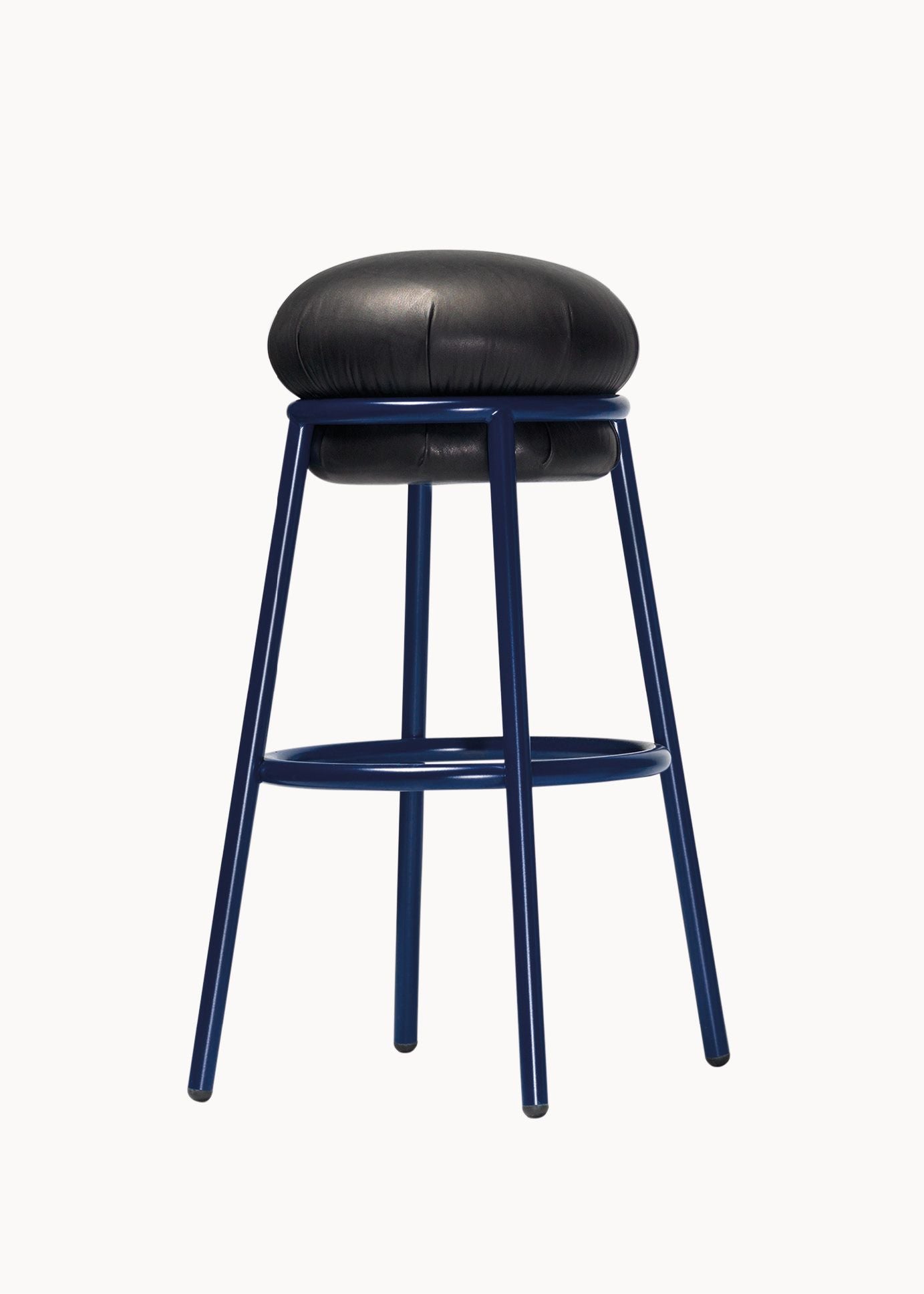 GRASSO - Upholstered Stool (Height - H80 cm / Structure Color - Blue RAL 5011)