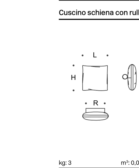 Pixel Back cushion with roll 12 - 66x66 - Cover Technical Drawing