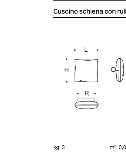 Pixel Back cushion with roll 12 - 66x66 - Technical Drawing