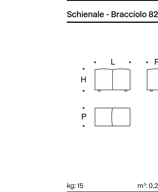 Pixel Backrest-Armrest 82x40 H52 - Technical Drawing