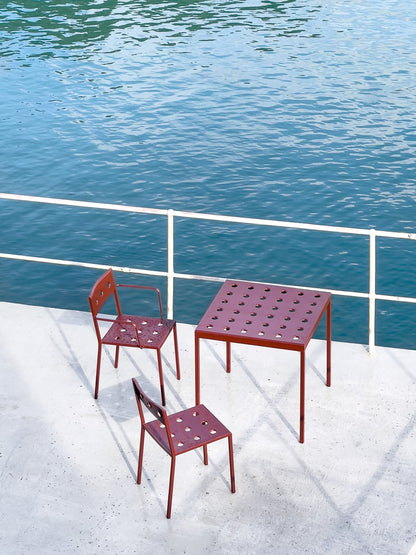 Balcony low table, 50 x 51,5 cm, iron red