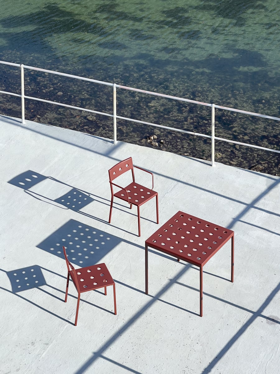Balcony low table, 50 x 51,5 cm, iron red