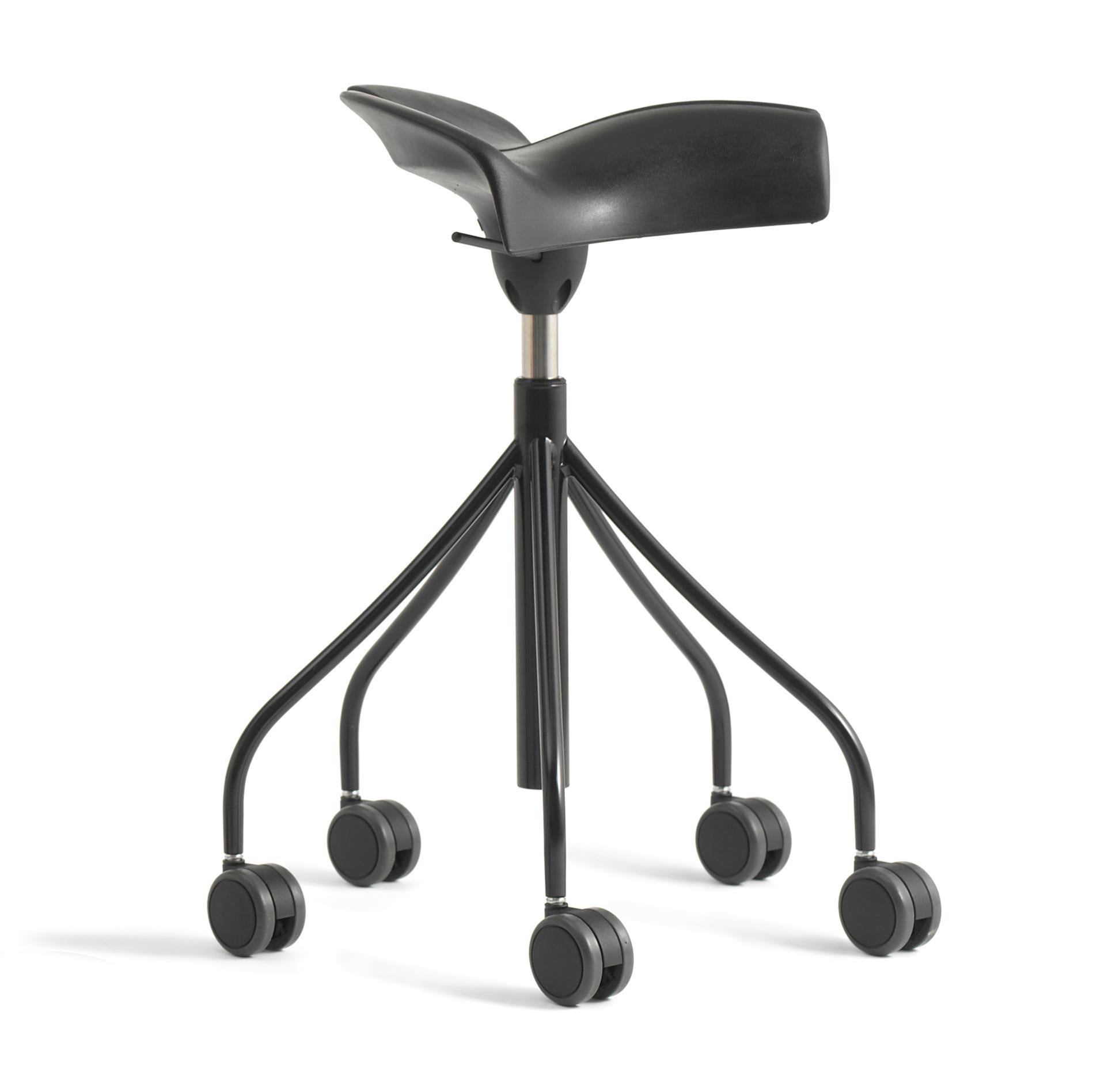 Trestle-Based Office Stool With Castors Binaria by Bd Barcelona Design #Black
