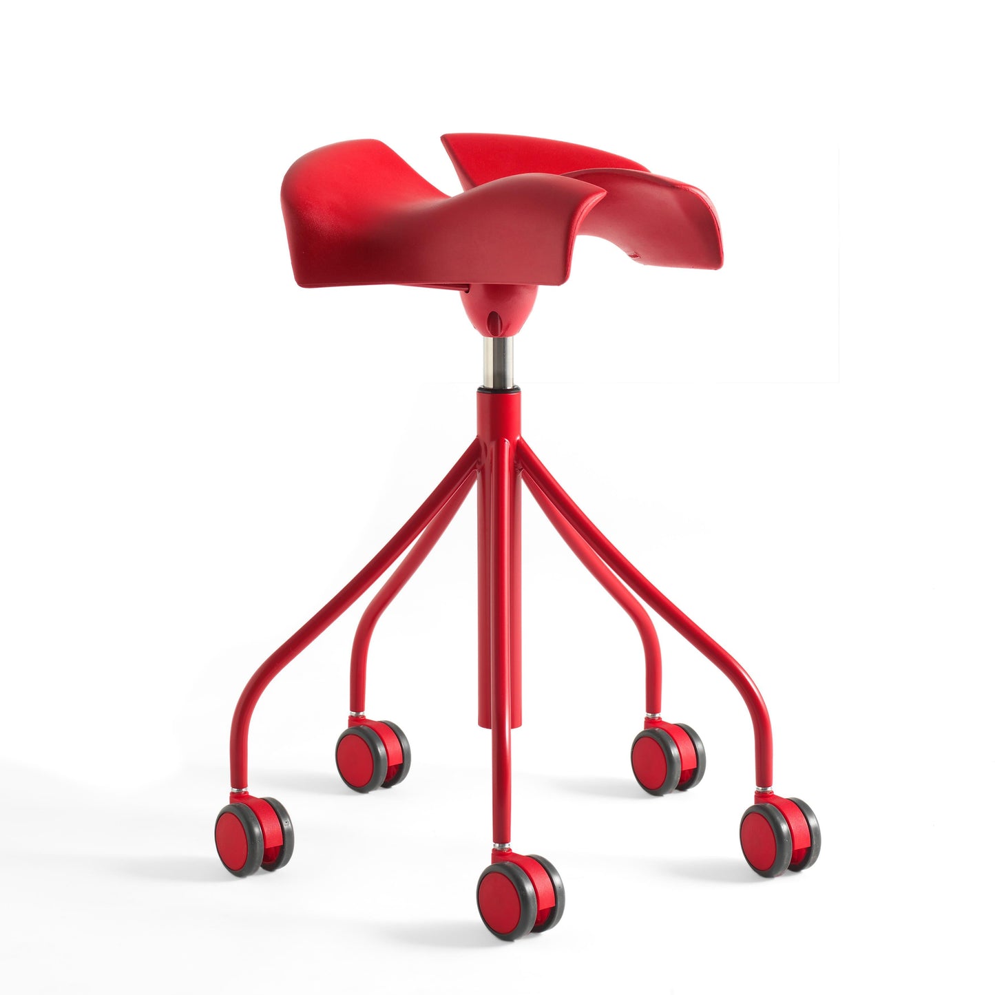 Trestle-Based Office Stool With Castors Binaria by Bd Barcelona Design #Red