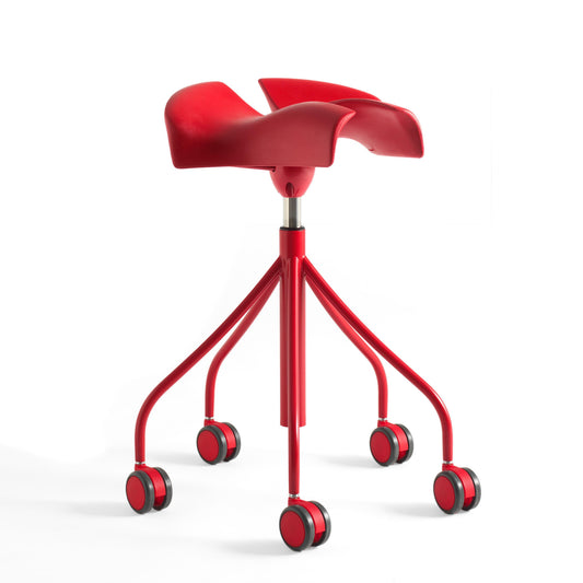 Trestle-Based Office Stool With Castors Binaria by Bd Barcelona Design #Red