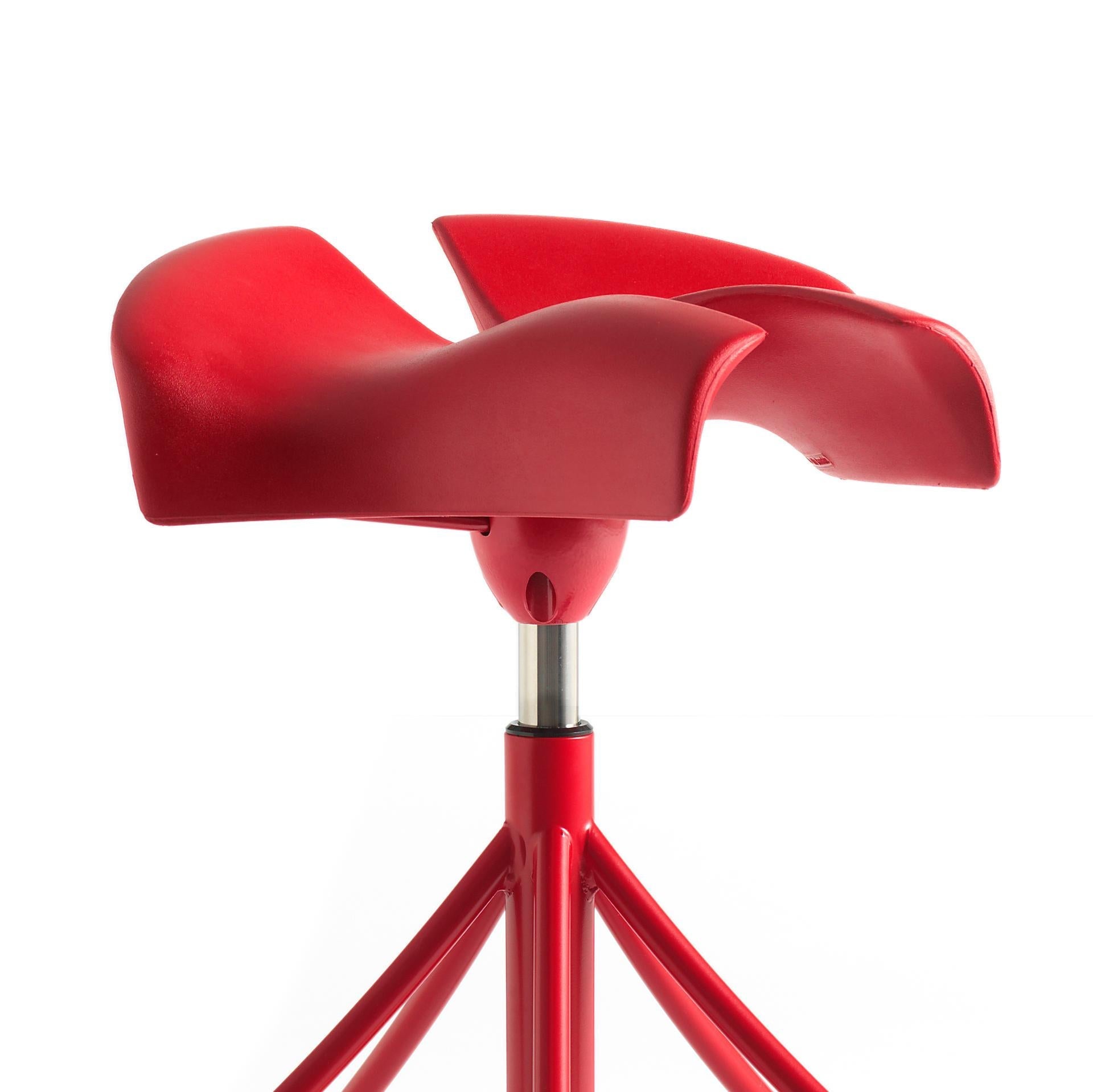 Trestle-Based Office Stool With Castors Binaria by Bd Barcelona Design #Red