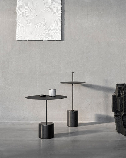 Calibre side table w. handle, high, black - Nero Marquina marble