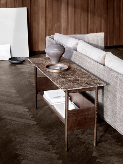 Collect console side table, low, dark brown - Emperador marble