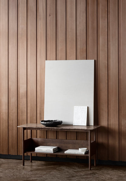 Collect console side table, low, dark brown - Emperador marble