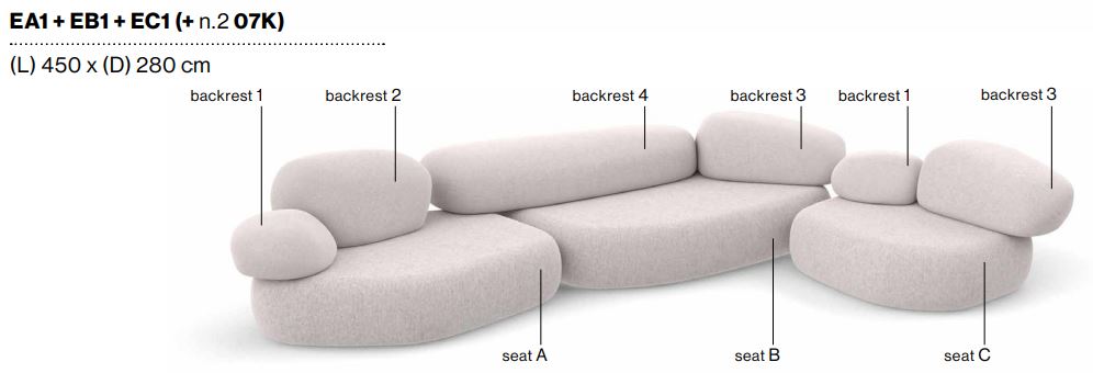 PEBBLE RUBBLE - Sectional modular sofa