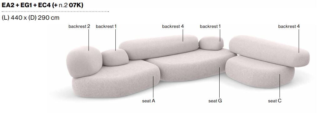 PEBBLE RUBBLE - Sectional modular sofa
