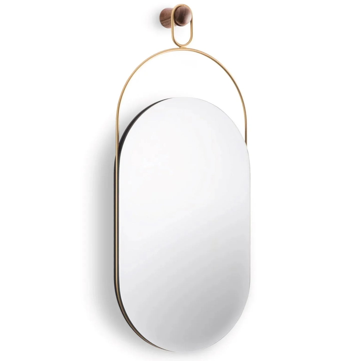 Espejo Eslabón - Oval metal and wooden mirror