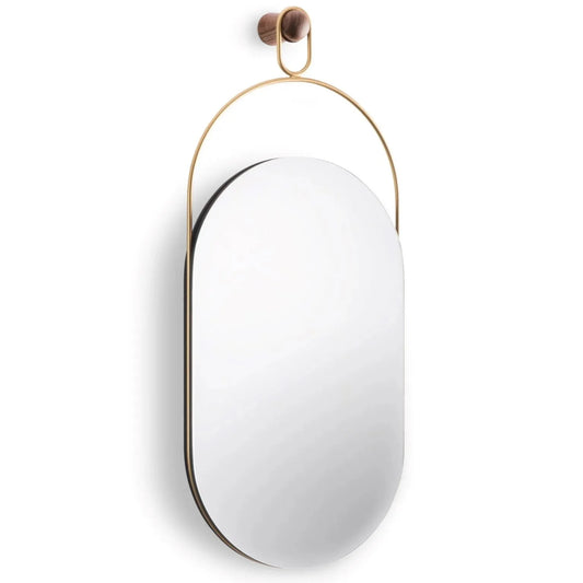 Espejo Eslabón - Oval metal and wooden mirror